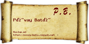 Pávay Bató névjegykártya